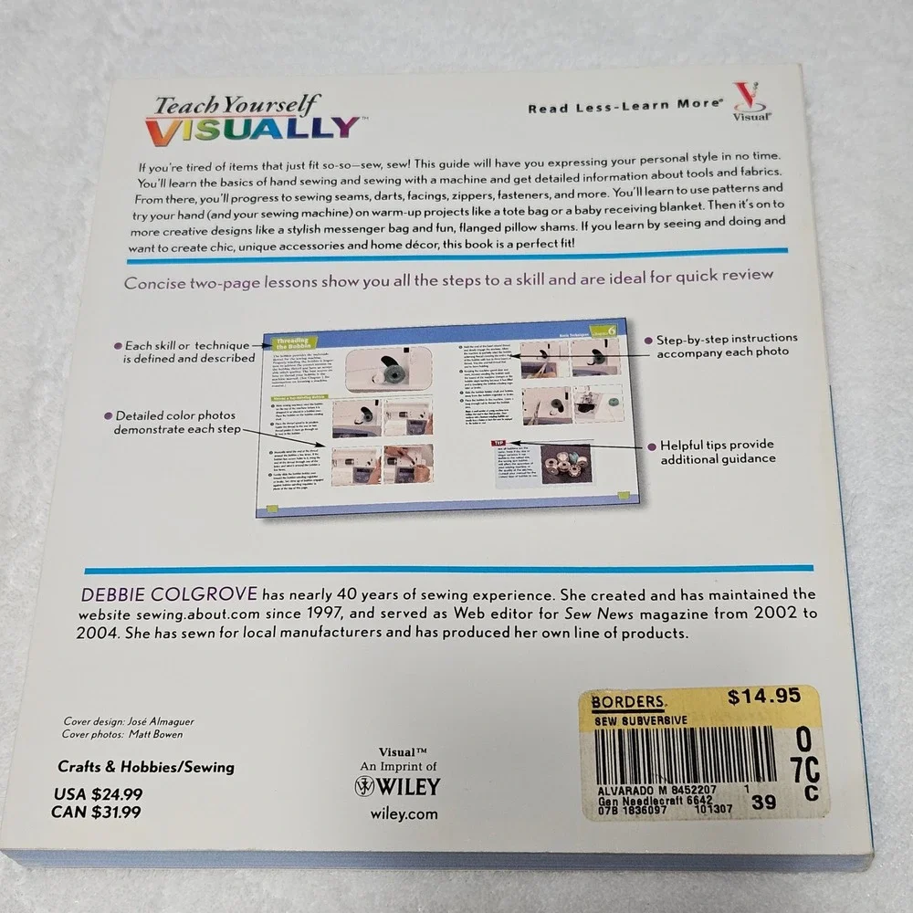 Teach Yourself VISUALLY Sewing Debbie Colgrove Paperback Instructional Book DIY